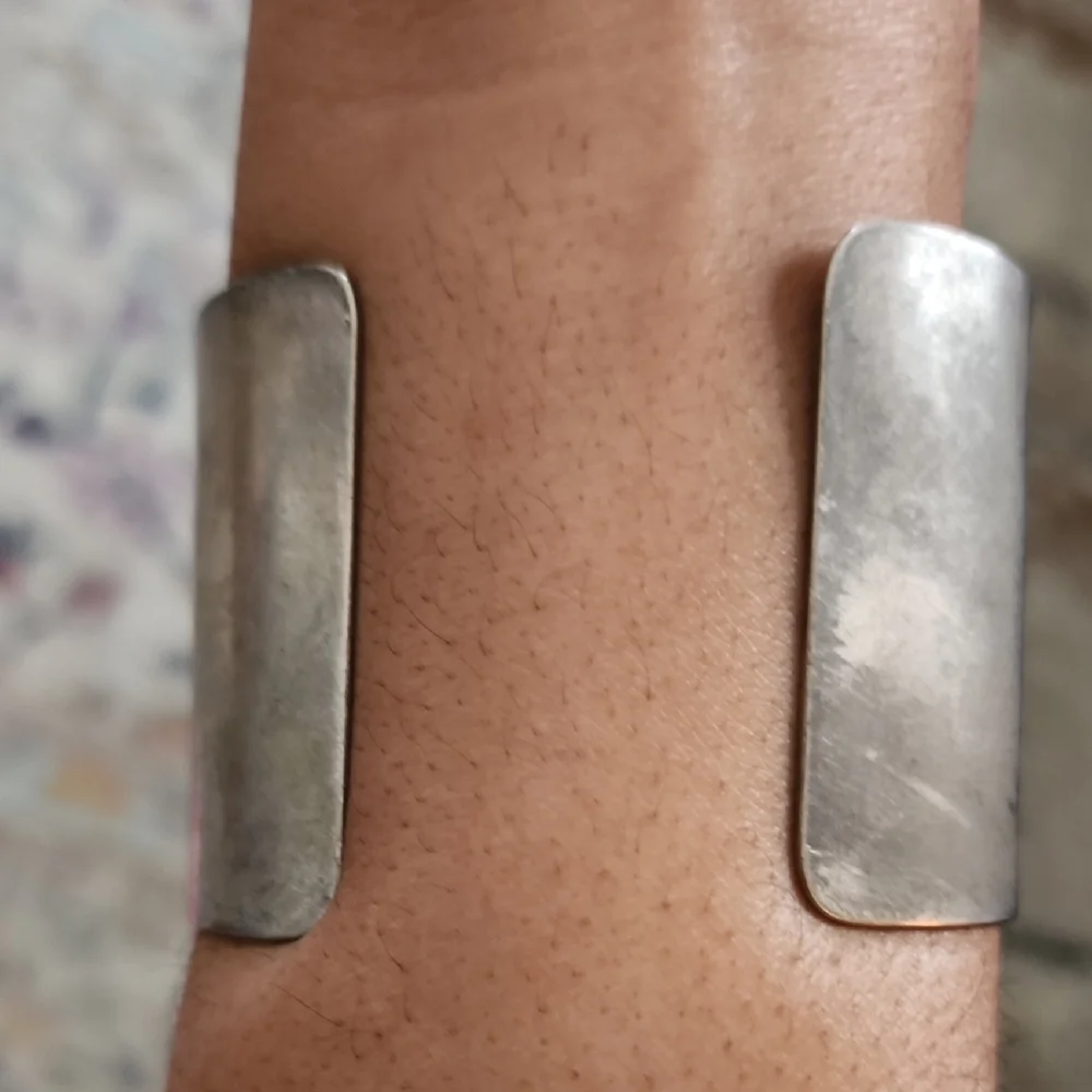 Artisan Silver Tone Multi Stone Cuff Bracelet Black Olive Turquoise - Picture 2 of 8